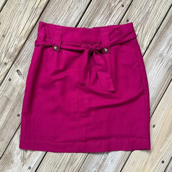 Banana Republic Dresses & Skirts - Banana Republic Linen Blend Mini Skirt With Tie Belt Fuschia Size 0